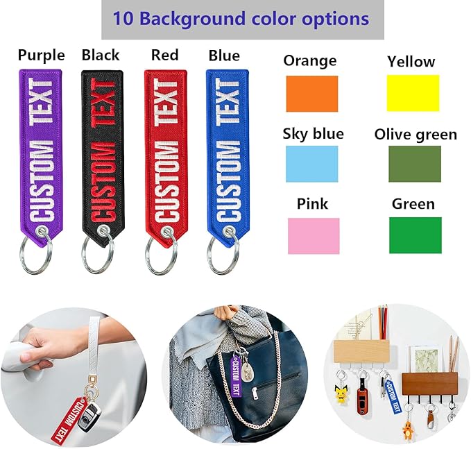 silkmilk Personalized Keychains, Customized Embroidered Key Tags, Luggage Tags, Key Ring Accessories, Gifts for Men & Women