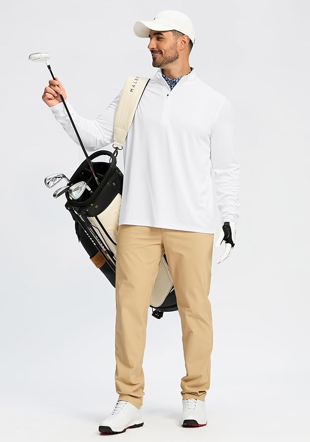 Obla Golf Quarter Zip Pullover for Men Mock Neck Sweatshirt Lightweight Sun Protection Men's Long Sleeve Golf Shirt
