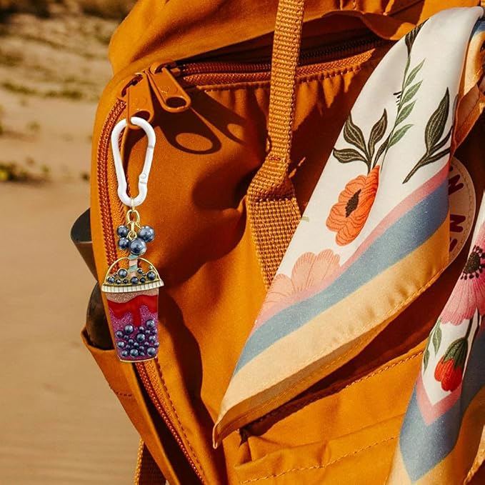 Madison Tyler Western Cowboy Boots Cherry Bow Bubble Tea Strawberry Cute Keychain | Bag Charms for Handbags Purse Charms