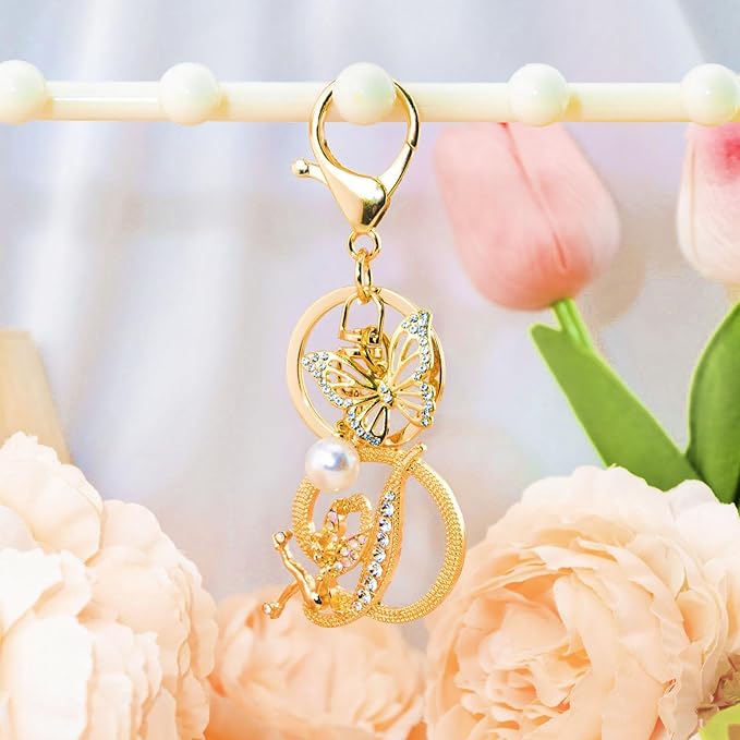 Initial Keychain Bag Charm Women Purse Charms for Handbags Accessories Charm for Wallet Butterfly Pendant for Girls