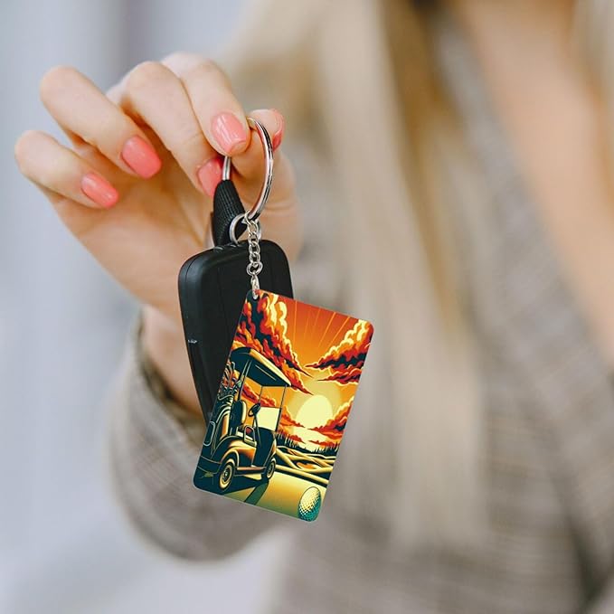 Keychain - Rectangular Acrylic Keychain Daily Key Ring Car Key Fob Holder 2X3 Inch