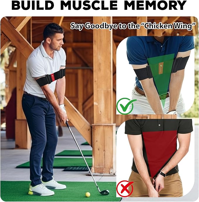 Golf Swing Trainer Aid, Adjustable Elastic Swing Correcting Arm Band, Golf Practice Accessories to Fix Chicken Wing, Golf Training Equipment Gifts for Golfers, Beginners and Players