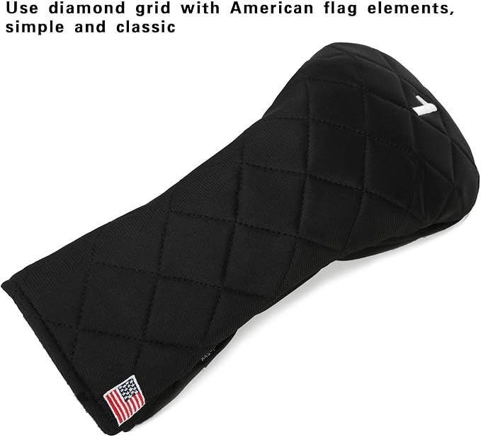 Golf Head Covers Driver Fairway #3#5 Hybrid USA Flag for Club Men Women, (Black or White)