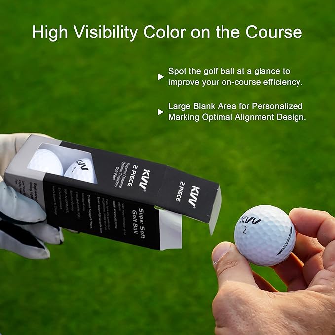 KVV 2-Piece Golf Balls, High Performance Golf Ball for Distance Super Soft, One Dozen