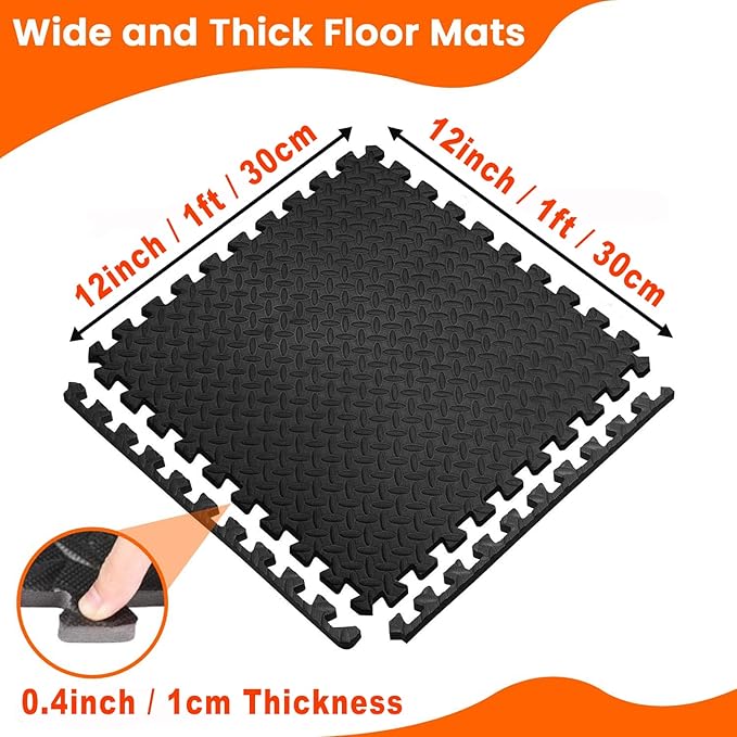 Kangler 20 pcs Gym Mats Set - EVA Foam Puzzle Floor Mats, High-Density Interlocking Foam Floor Tiles Home Workout Exercise Mats for Play-Room Garage Pool Treadmill Garage Kitchen Flooring