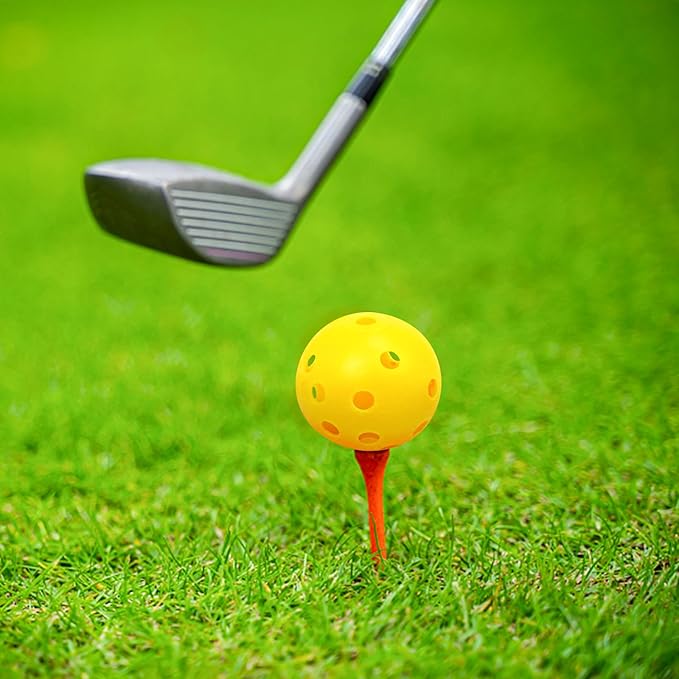 Plastic Golf Balls Practice Limited Flight Golf Training Ball Hollow Swing Practice Indoor Golf Balls with Mesh Drawstring Bag for Backyard Driving Range or Outdoor