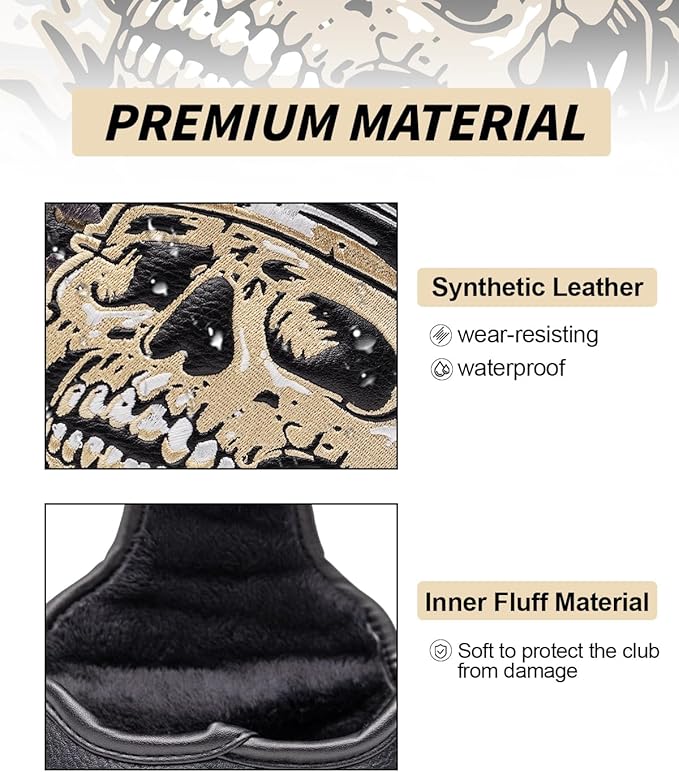 Golf Club Head Covers,1pc Mallet Putter Golf Headcovers for Woods, PU Leather with Advanced Embroidery for Most Brands