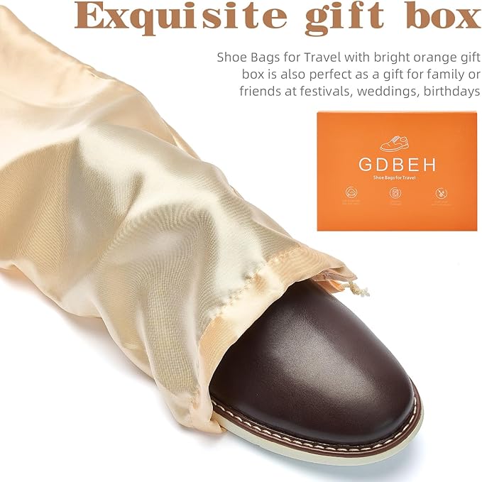 Shoe Dust Bags - 8 Pack Shoe Bags for Travel Satin Fabric with Drawstring Closure,Washable Breathable Cotton Fabric Cloth,for Travel Protecting andStoring Shoes (Beige)