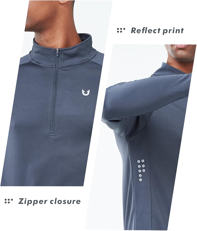 NORTHYARD Quarter Zip Pullover Men Running Shirt Long Sleeve Moisture Wicking Quick Dry Athletic Workout Shirts
