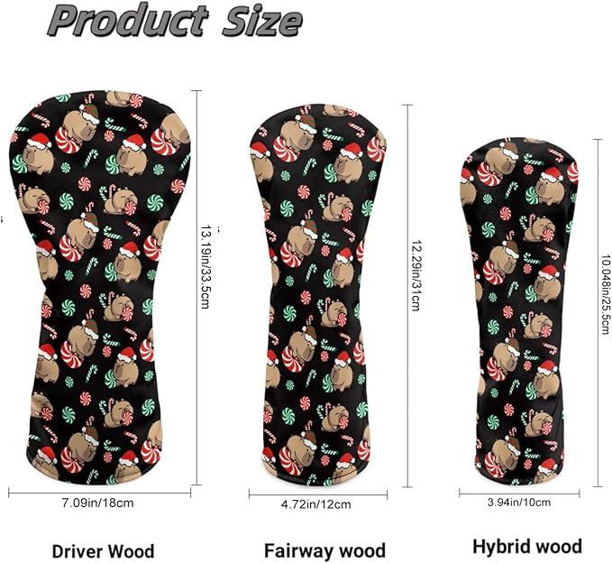 Golf Club Head Covers for Club Protective, Waterproof PU Leather Driver Fairway Wood Hybrid Head Cover