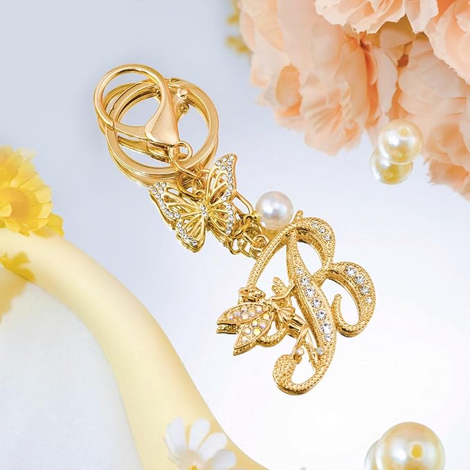 Initial Keychain Bag Charm Women Purse Charms for Handbags Accessories Charm for Wallet Butterfly Pendant for Girls