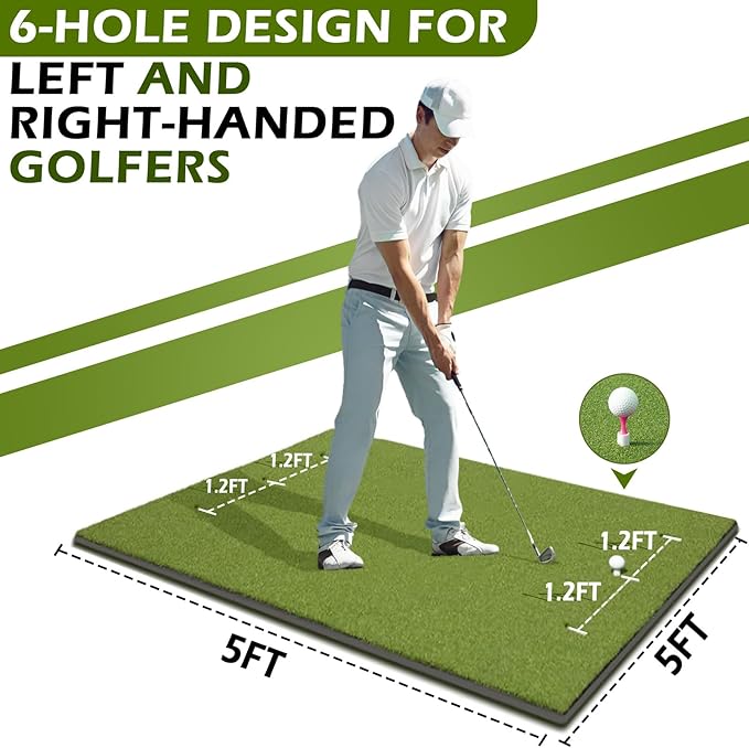 Bearwill Golf Mat 31mm, 5x4ft/5x5ft Golf Hitting Mats for Practice Outdoor Indoor, High-Elasticity Artificial Turf Mat for Garage Simulator Chipping Driving Training