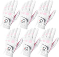 FINGER TEN Women’s Golf Gloves Ladies Left Hand Right Handed Golfer Value 6 Pack, All Weather Rain Grip Glove Pink Fit Small Medium Large XL