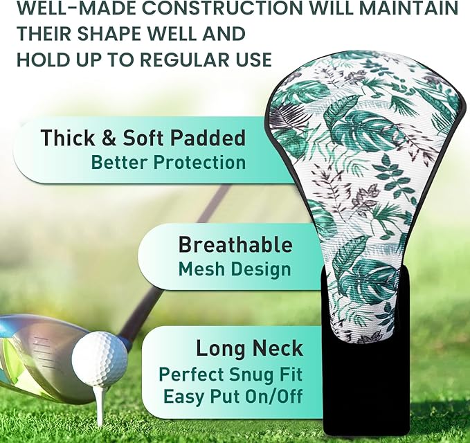 FINGER TEN Golf Club Head Covers Woods Driver Fairway Hybrid 3/4/5 Set, Headcovers Men 1 3 5 7 X Interchangeable Number Tag, Fit All Wood Clubs