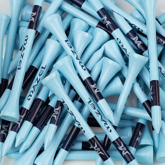 MAZEL Natural Wood/Bamboo Golf Tees 2 3/4 Inch & 3 1/4 Inch,Pack 50 or 120,Reduce Friction & Side Spin,More Stable Golf Tees