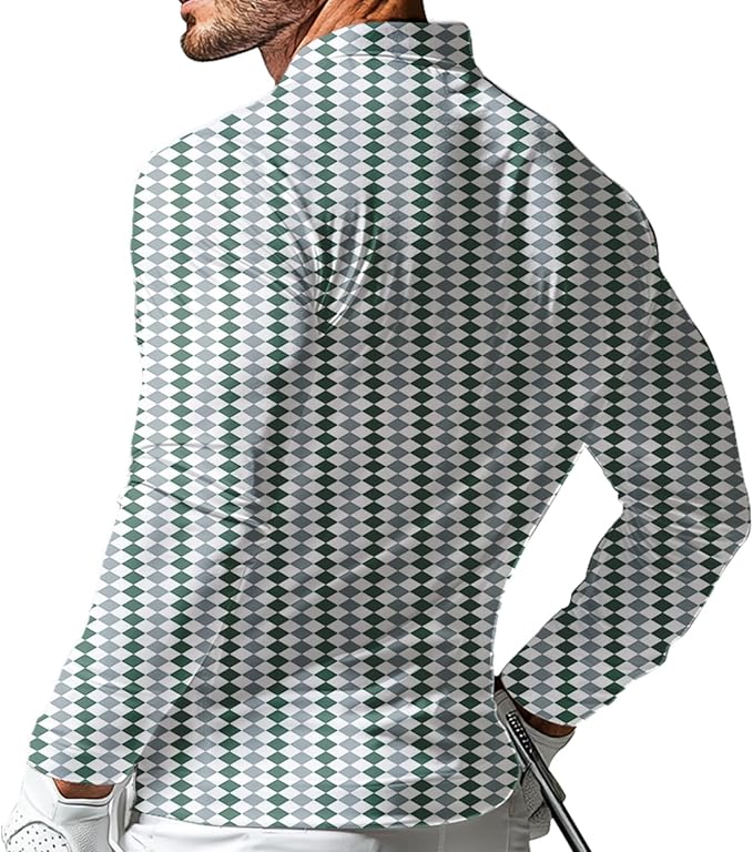Men's Long Sleeve Golf Shirt Quick Dry 3 Button Work Fishing Outdoor Casual Collar Shirt