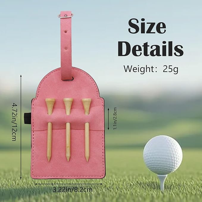 Personalized Golf Tee Bag Tags Custom Golf Tee Holders for Golf Bag，3 Wooden Tees Leather Gift for Golfer Men Women Dad Grandpa, or Uncle