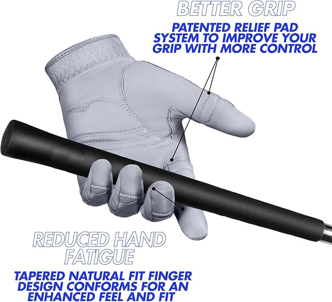 Bionic Men's StableGrip 2.0 Grey Golf Glove - Made from Premium Cabretta Leather