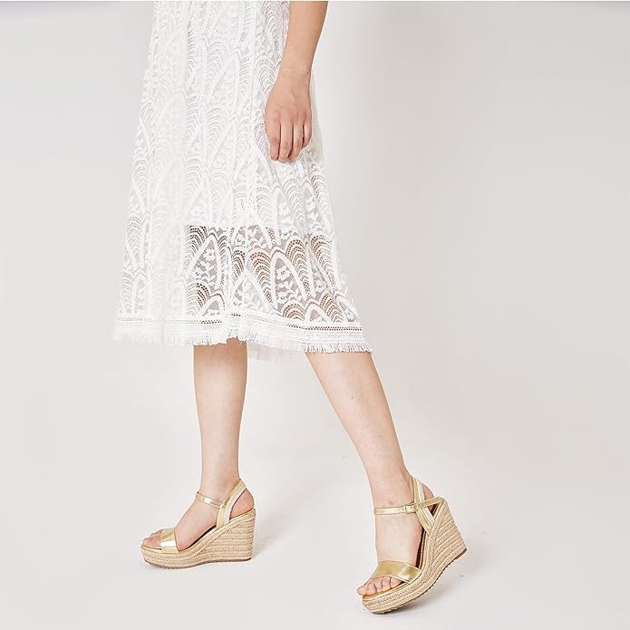 mikarka Women's Espadrille Wedge Sandals: Ankle Strap Platform Open Toe Wedges - Stylish High Heel Dressy Summer Wedges for Women, Inspired by Espadrilles