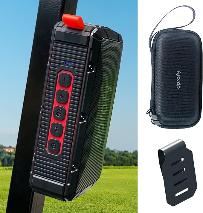 Pro Portable Magnetic Bluetooth Speaker - Wireless Waterproof IPX6/Shockproof - 3rd Gen Magnetic Speaker for Golf Cart - 24 Hr Playtime - TWS & SD Card Function + Case