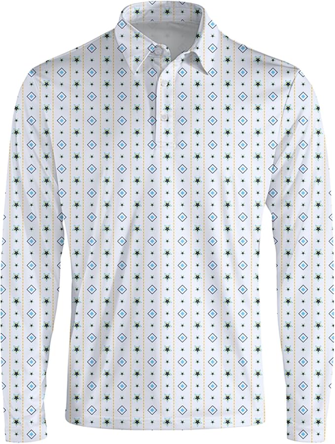 Men's Long Sleeve Golf Shirt Quick Dry 3 Button Work Fishing Outdoor Casual Collar Shirt