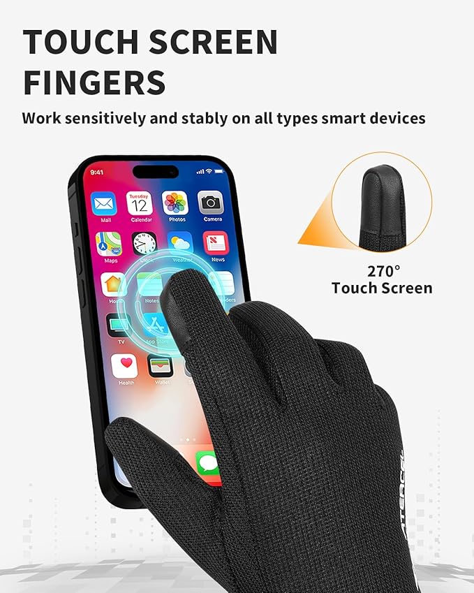 ATERCEL 3M Thinsulate Winter Gloves Men Women, Waterproof Thermal Cold Weather Gloves, Touchscreen Snow SKI Skating Gloves