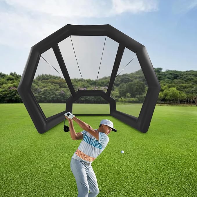 Golf Practice Hitting Net, 11.48x9.84x 9.84 FT Golf Hitting Nets, Large Inflatable Golf Practice Net Cage for Indoor Outdoor Backyard Driving Range for Golfers