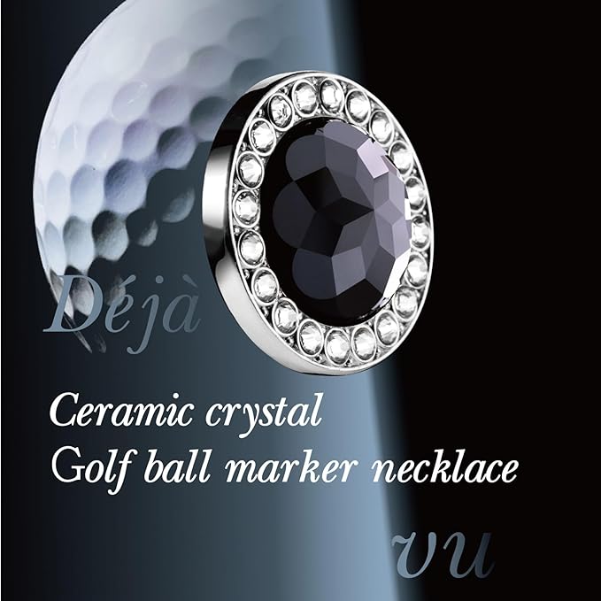 Golf Ball Marker with Ceramic Crystal Ball Marker Necklace (20mm Small Size) Gifts Accessories Women Golfers