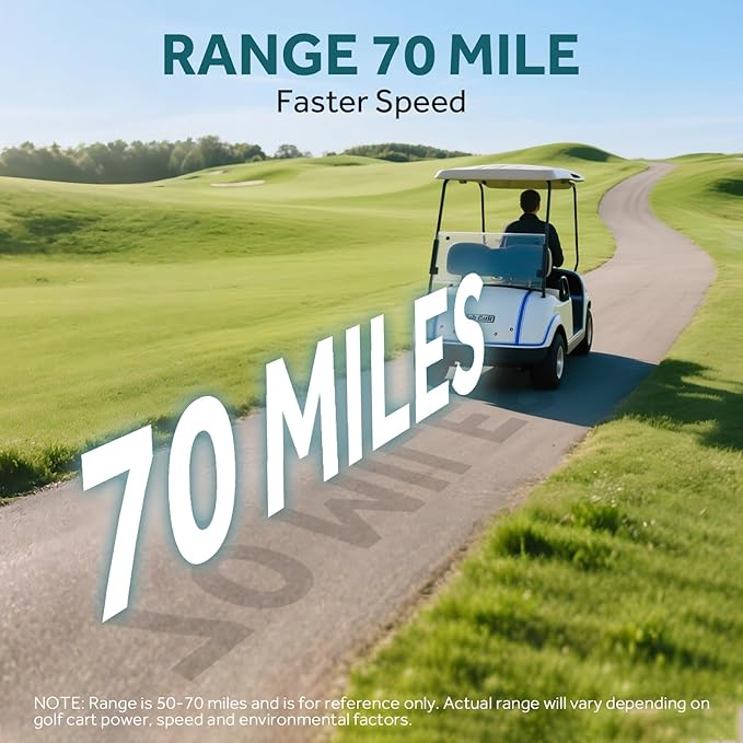 48V 150AH Lithium Golf Cart Battery with Charger, Built in 200A BMS with Touch Monitor & Mobile APP, 48V Lithium Battery with 1000A Peak Current, Max 10.24kW Output 70 Miles Range for Golf Cart
