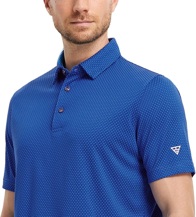 M MAELREG Golf Shirts for Men Moisture Wicking Jacquard Breathable Performance Dry Fit Collared Mens Polo Shirts Short Sleeve