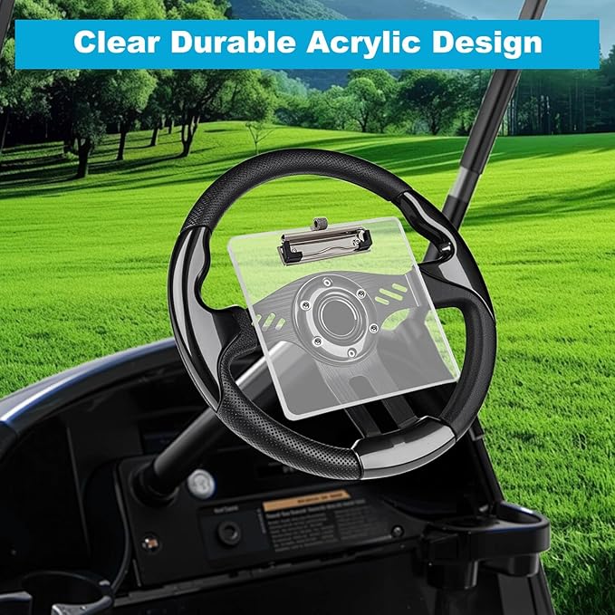 MOSNAI Golf Cart Steering Wheel Scorecard Holder with Pencil Holder & Clip Fit for Club Car DS & Precedent EZGO TXT & RXV Yamaha Golf Carts