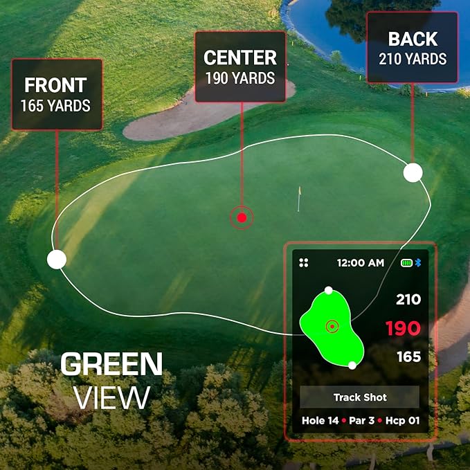 Hand+ Handheld Golf GPS Device, Shot Tracker, Record Shots, Club, GIR, Fairways, Putts, Golf Distance Range Finder, Touch Screen, 42,000+ Courses, Green View, Pin Positioning, Magnetic, Free App, IPX7