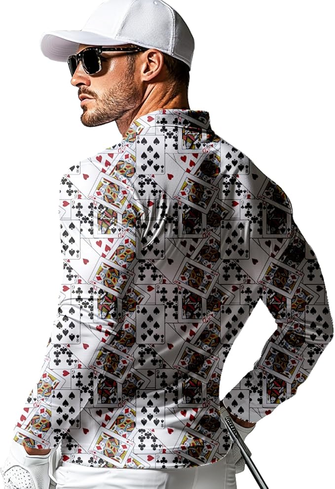 Men's Long Sleeve Golf Shirt Quick Dry 3 Button Work Fishing Outdoor Casual Collar Shirt