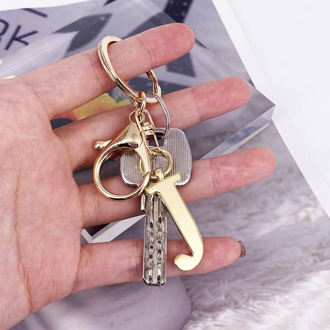 LAXPICOL Gold Letter A-Z Keychain for Women Bag Charms Purse Charms For Handbags Metal Alphabet Initial Letter Keychain
