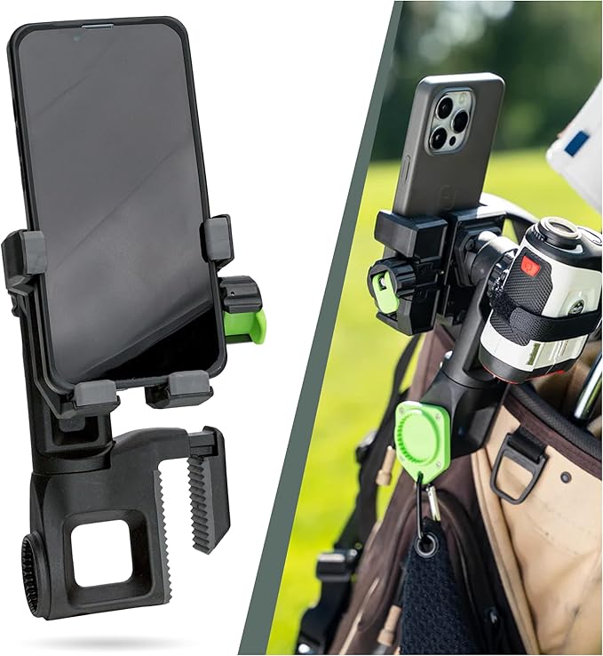 Method Golf CarryStack Golf Bag Phone Holder – Heavy Duty Magnetic Phone Mount for Most Smartphones with Magnetic Range Finder Strap- Full Rotation Open Face Design Converts Any Bag into a Tripod