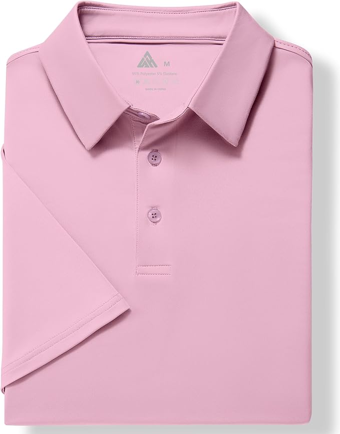JACKETOWN Mens Polo Shirts Short Sleeve Print Dry Fit Performance Moisture Wicking Casual Collared Golf Shirts