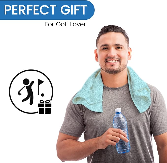 Personalized Passion Golf Towel with Embroidered Name - 16"x26" Custom Golf Towels with Clip - Soft & Highly Absorbent Plush Velour - Easily Wipes Away Sweat and Dirt - Gift for Golfers - Turquoise