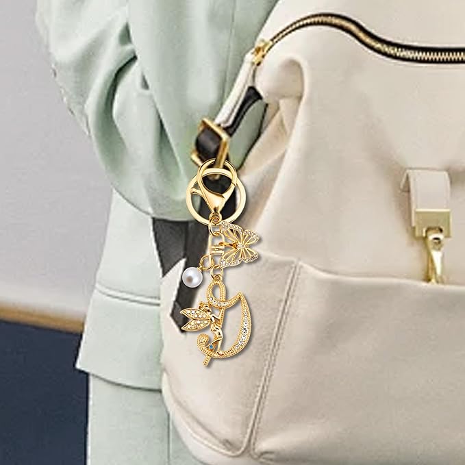 Initial Keychain Bag Charm Women Purse Charms for Handbags Accessories Charm for Wallet Butterfly Pendant for Girls