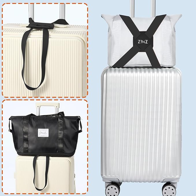 ZINZ Luggage Strap, High Elastic Suitcase Belt Adjustable Bag Bungees for Easier Travel，Black