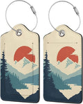 TSA Approved Luggage Tags for Suitcases Mountain Sun Forest 2 Pack Funny Leather Carnival Cruise Airport Cute Travel Name Tags Golf Bag tag Ships Essentials Privacy Cover ID Label for Women Men