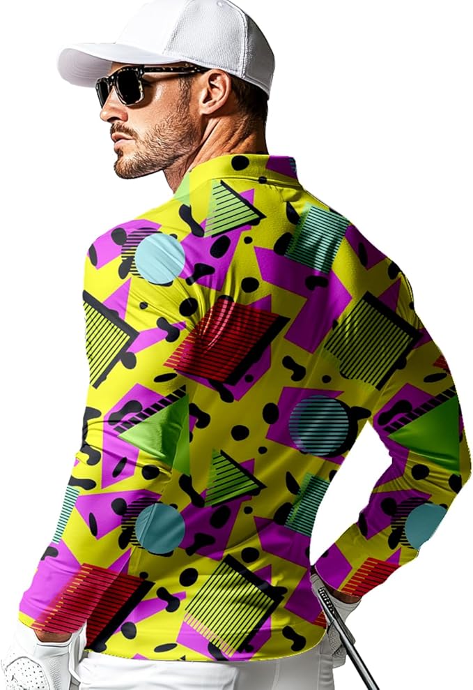 Men's Long Sleeve Golf Shirt Quick Dry 3 Button Work Fishing Outdoor Casual Collar Shirt