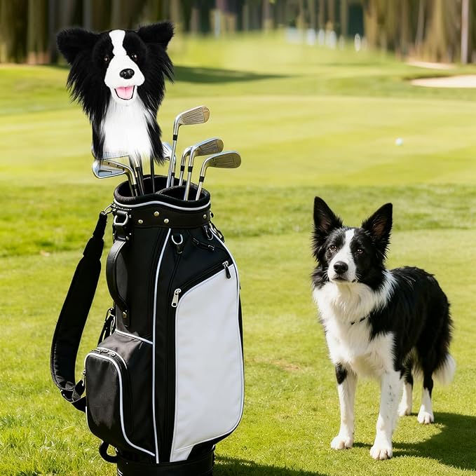 Craftsman Golf Golden Retriever Yorkshire Terrier Bernese Mountain Dog Border Collie Soft Cute Soft Plush Animal Driver Wood Headcover Head Cover Travel Protector Gifts for Men Women