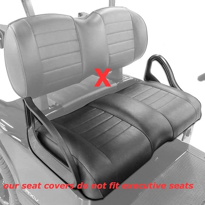 Huskey 2PCS Golf Cart Front Seat Covers for Club Car Precedent 2004+ G&E Models Custom Two-Tone Black Diamond Stitching with Black Piping,Marine Grade Vinyl Material,Staple On Design