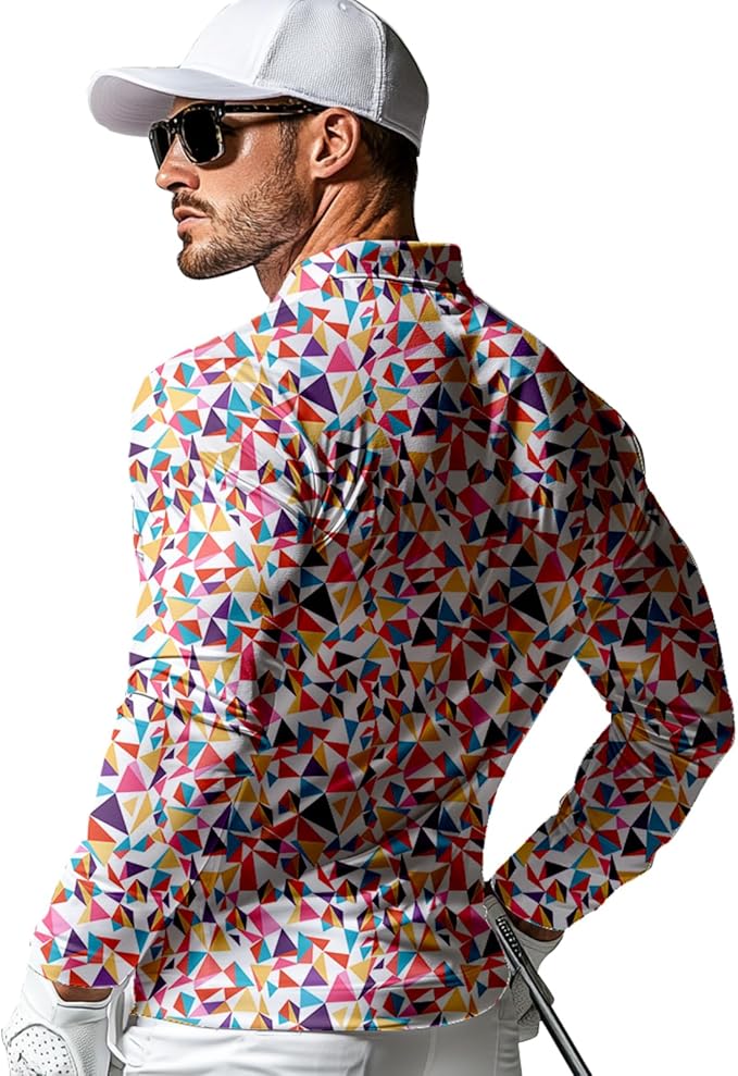 Men's Long Sleeve Golf Shirt Quick Dry 3 Button Work Fishing Outdoor Casual Collar Shirt