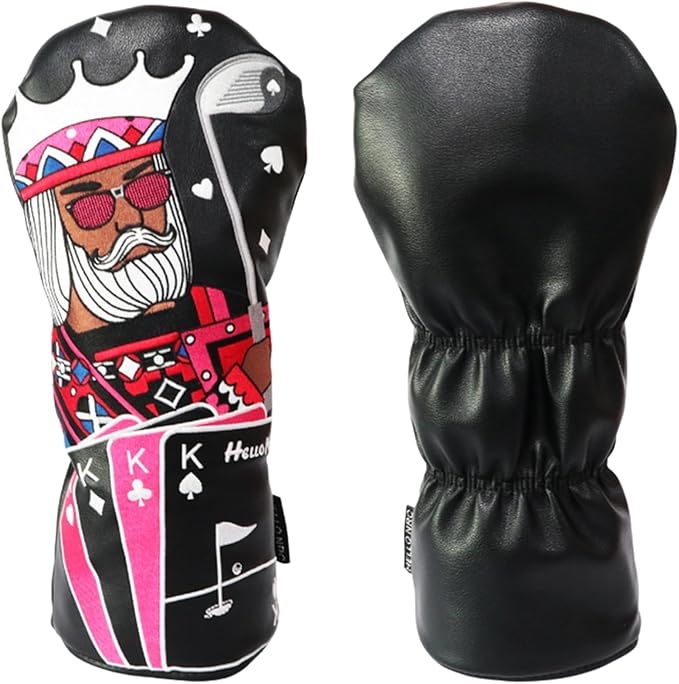Golf Club Covers – Funny Poker Leather Driver Headcover, Fairway Wood & Hybrid, Cool Embroidered Golf Headcovers