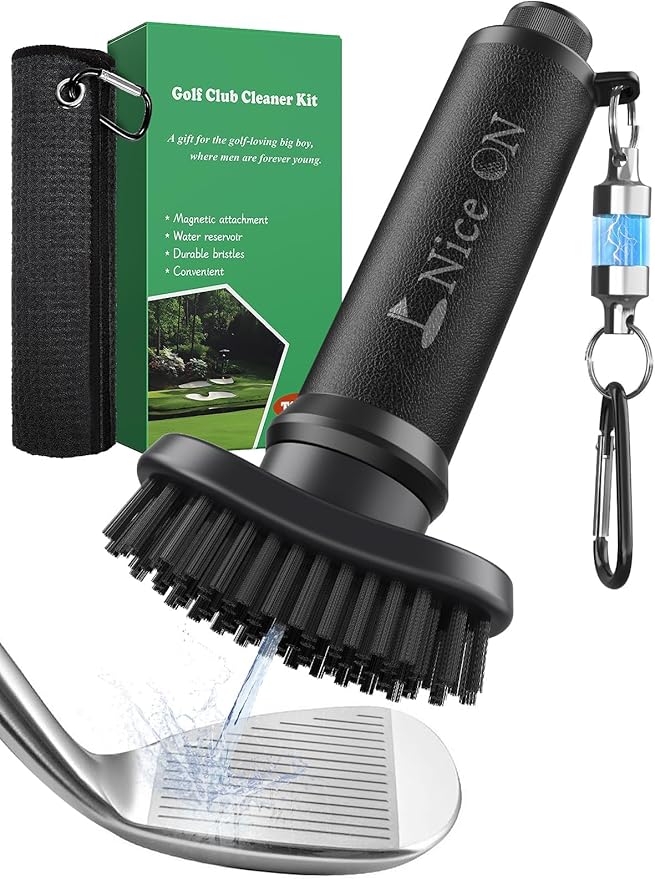 Water Golf Club Cleaner Brush with Towel, Magnetic Golf Club Brush Groove Cleaner, Golf Bag Accessories for Men Gifts