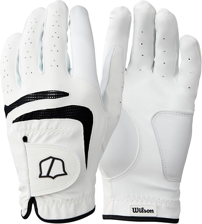 Wilson Men's Grip Plus Golf Gloves - White/Black