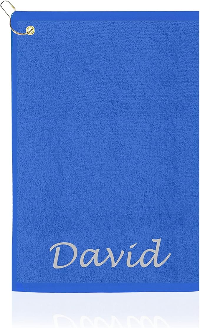 Personalized Passion Golf Towel with Embroidered Name - 16"x26" Custom Golf Towels with Clip - Soft & Highly Absorbent Plush Velour - Easily Wipes Away Sweat and Dirt - Gift for Golfers - Royal Blue.