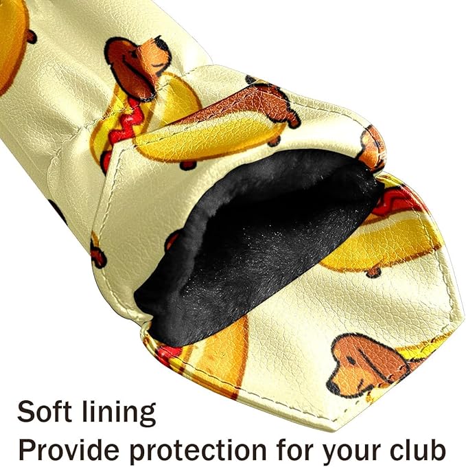 3 Pack PU Leather Golf Club Head Covers - Driver, Fairway Wood & Hybrid, Funny Golf Accessories, Ideal Golf Gift Colorful Line Seashell