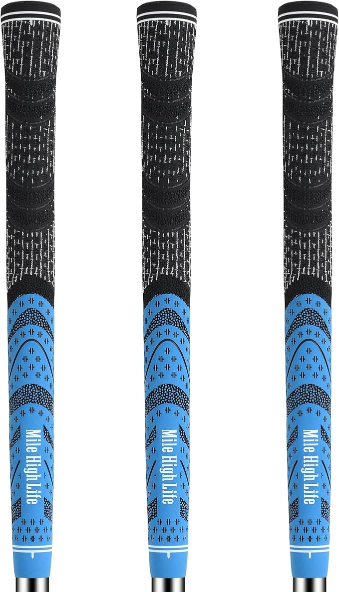 Mile High Life Golf Grips 13 Pack / 3 Pack - All-Weather Soft Rubber Golf Club Grips - High Shock Absorption, Enhanced Traction - Standard, Midsize & Jumbo Size (Core 0.58"-0.61")